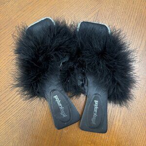 Jeffrey Campbell Acelynn Black Feather Sandals Size 7